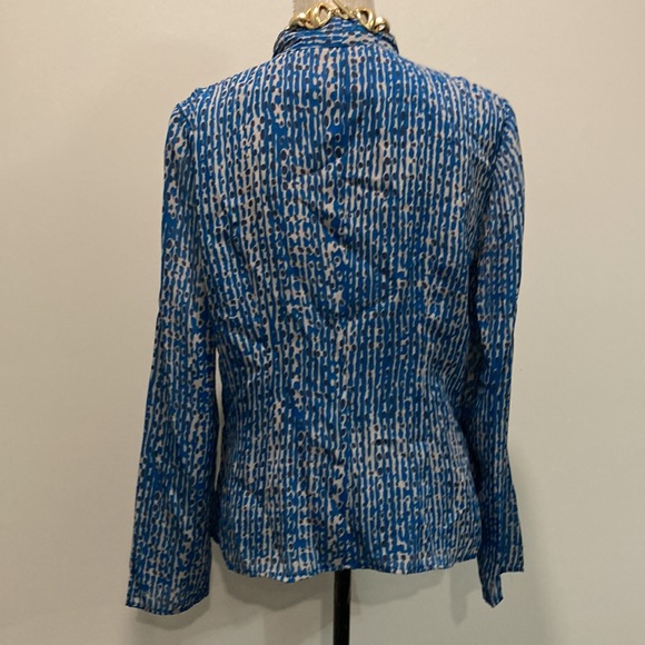 Kasper Teal Bow Tie Long Sleeve Blouse 10 - Picture 9 of 16